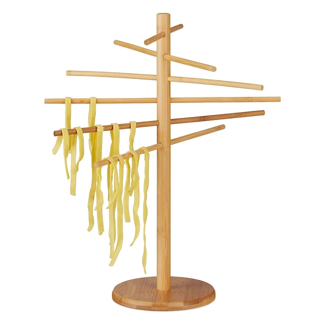 Essiccatore Pasta Relaxdays 12 Bracci Pieghevole Bamb Naturale