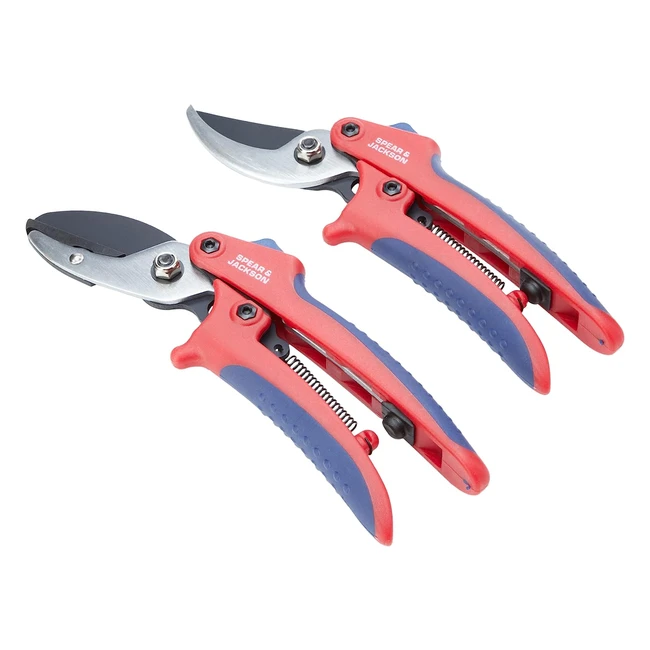 Juego de Tijeras de Poda Spear Jackson - Corte Deslizante y Yunque - SK5 Acero de Carbono - Mango Ergonómico