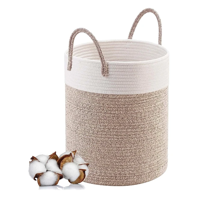 Großer faltbarer Wäschekorb aus handgeflochtenem Baumwollmaterial, Spielzeug- und Kleidungssortierer, 46 x 38 cm