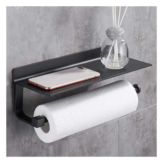 Soporte de Papel de Cocina Trustlife con Estantería Espaciosa y Multiusos - Sin Taladrar - Negro