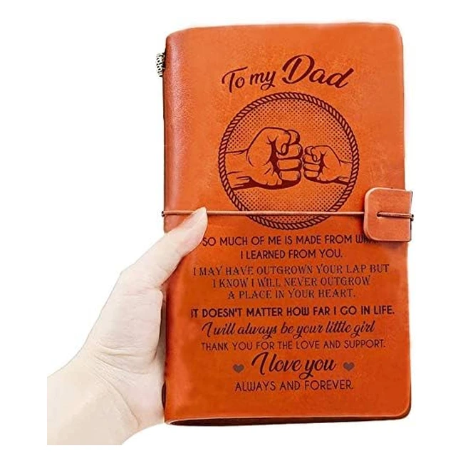 Omniqi Dad Gifts from Daughter - Leather Journal with Heartfelt Messages - Perfect Birthday, Christmas, and Father's Day Presents for Daddy (#ReferenceNumber)