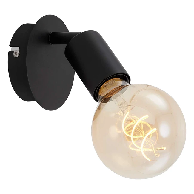 Foco de pared retrovintage Briloner Leuchten, cabezal giratorio e inclinable, E27 máx. 60W, metal negro