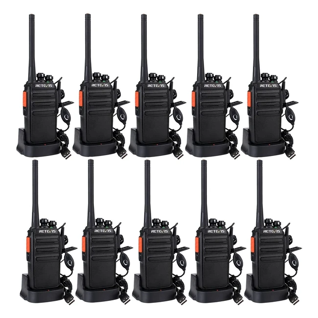 Retevis RT24 Walkie Talkie Ricaricabili USB con Base e Auricolare - LicenzaLibero PMR446 CTCSS/DCS VOX per Industria e Logistica
