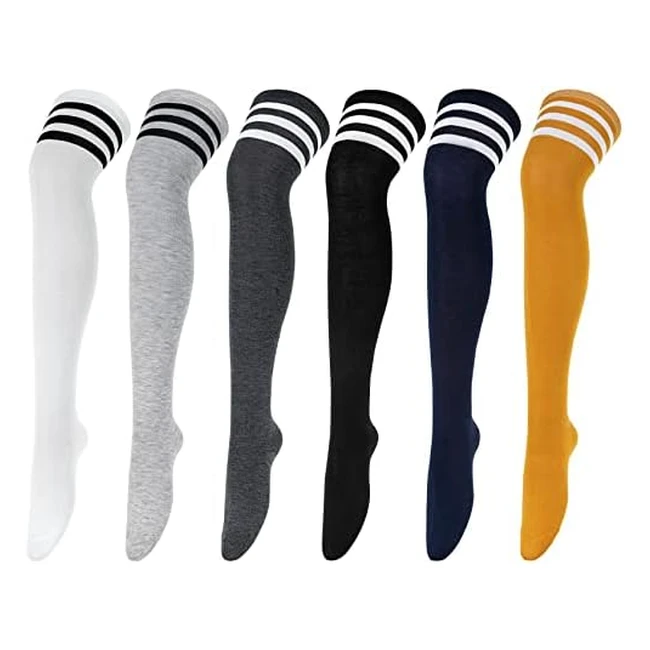 Women's Knee High Socks - 6 Pairs, Over the Knee, Thigh High, Long Boot Stockings for Daily Wear and Cosplay