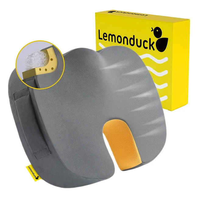 Lemonduck Office Chair Seat Cushion Pad - Sciatica Relief & Lower Back Pain - Grey