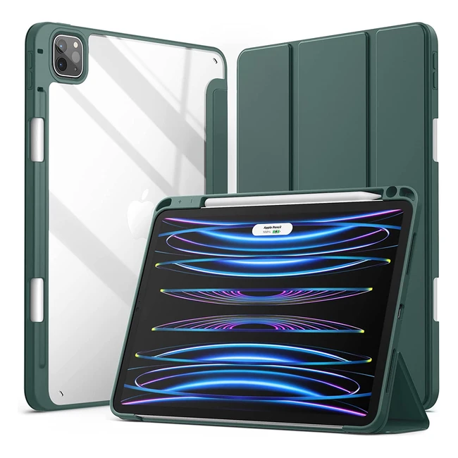 Coque Jetech pour iPad Pro 11 pouces - Transparente avec porte-crayon et support antichoc - Bleu brumeux
