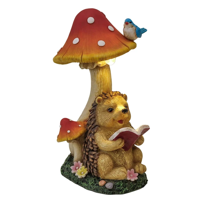 Teresa's Collections Garden Ornaments - Lovely Hedgehog Mushroom Statue with Solar Lights for Outdoor Decor (255cm)