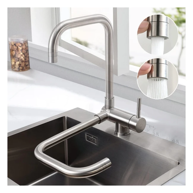 Grifo cocina abatible Cecipa con 2 modos de agua y aireador multifuncional