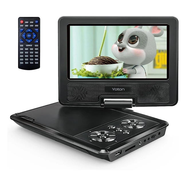 Yoton 95 tragbarer DVD-Player für Kinder mit 75 HD-Bildschirm, Stereolautsprecher und 46 Stunden Akkulaufzeit - Unterstützt USB/SD-Karte, perfekt für Reisen und Camping