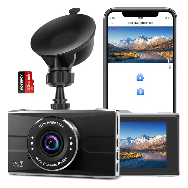 WiFi Dashcam AutoApp Autokamera mit SD Karte - 25K QHD - Nachtsicht - WDR - 170