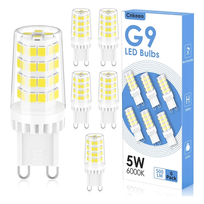 Lampadina LED G9 5W 6 Pezzi - Equivalente 50W - Bianco Freddo 6000K - Protezione Occhi - Non Dimmerabile