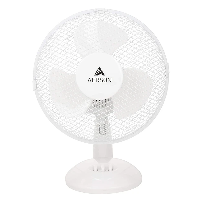 Aerson Tischventilator 23cm - Leise Windmaschine mit 2 Geschwindigkeitsstufen und 30W Leistungsaufnahme