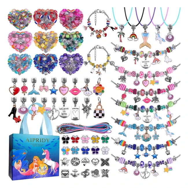 Kit Aipridy per creare braccialetti fai da te con ciondoli - Set regalo per ragazze dai 6 ai 12 anni
