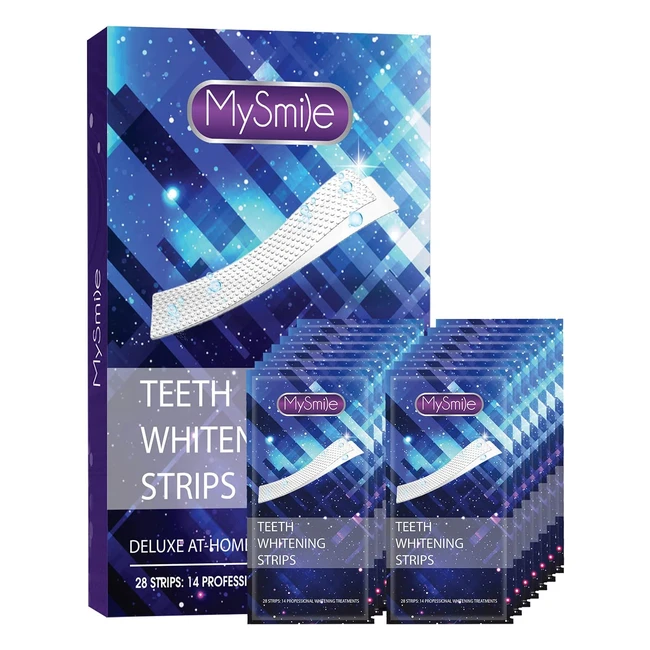 Mysmile Teeth Whitening Strips - Nonsensitive 28 White Strips, 14 Sets, 10 Shades Whiter, Removes Stains from Coffee, Wine, Soda, Smoking
