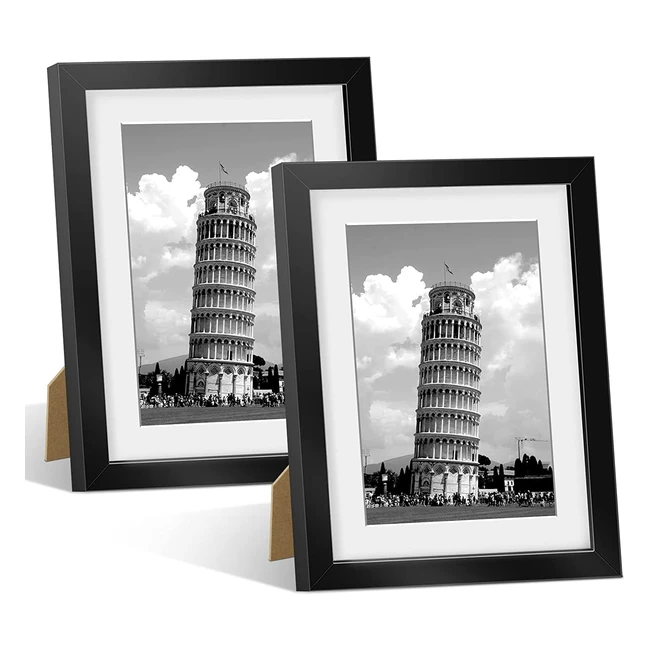 Lot de 2 cadres photo mural noir en PVC pour collages portraits et bandes dessinées - 10x15cm avec passepartout et 13x18cm avec vitre en acrylique