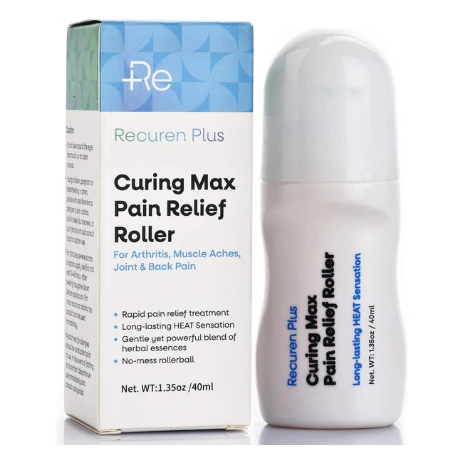 Recuren Plus Curing Max Pain Relief Roller - All-Natural Herbal Ingredients for Sciatica, Arthritis, Muscle & Joint Pain (40ml)