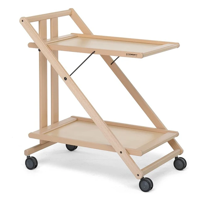 Carrito Foppapedretti Sprint de Madera Natural con Ruedas Giratorias y Dos Baldas