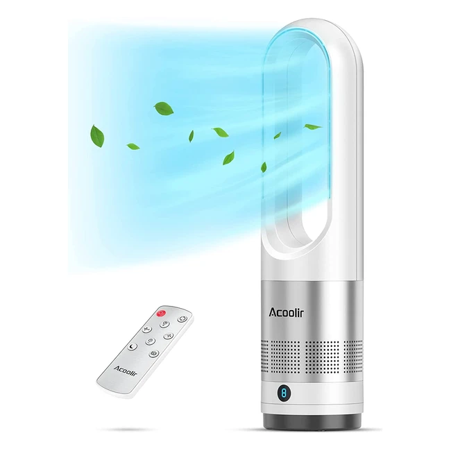 ACOOLIR Turmventilator - Rotorlos, sehr leise, 80° Oszillation, 8 Geschwindigkeitsstufen, 9h Timer, LED-Anzeige, Fernbedienung