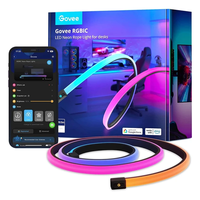 Govee RGBIC Gaming Neon LED Strip 3m - Soft Light für Gaming-Desk - Kompatibel mit Razer Chroma - Cut-to-Size - App-Steuerung