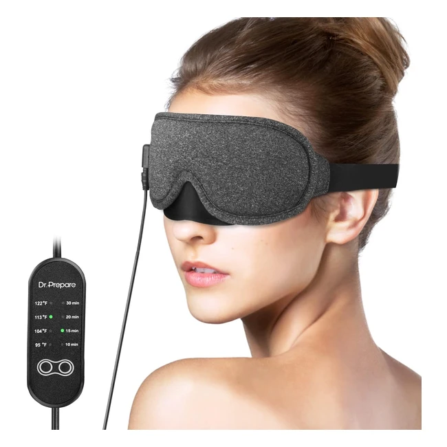 DrPrepare Heated Eye Mask - Relieve Dry Eyes, Blepharitis, Dark Circles, and Puffy Eyes with Smart Temperature Control and Timer
