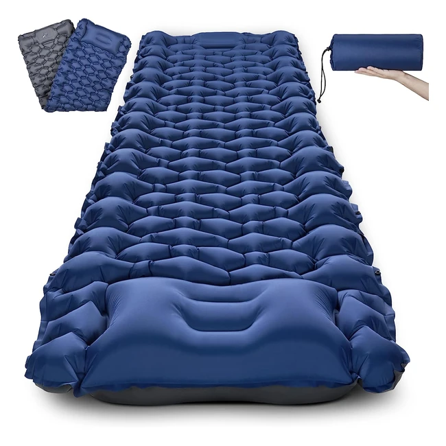 Ocooko Self-Inflating Camping Mat with Pillow - Wider, Thicker, Waterproof for Backpacking, Hiking, Traveling