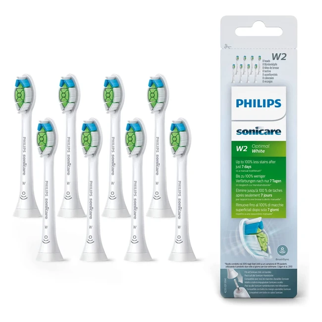 Philips Sonicare Optimal White HX606812 Zahnbürstenköpfe - entfernt bis zu 2x mehr Verfärbungen - Packung mit 8 Stück