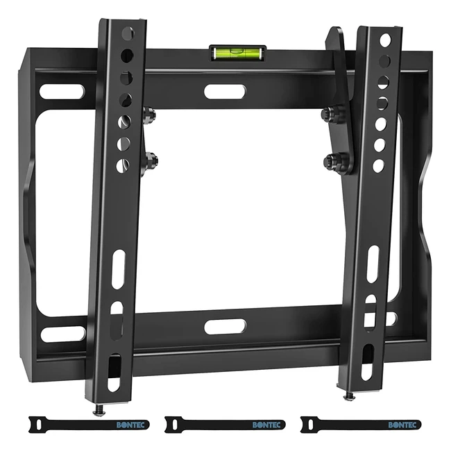 Ultra Slim Bontec TV Wall Mount Bracket for 17-45 Inch LED LCD OLED Plasma Flat Screen TVs - Tilt Feature, VESA 200x200mm, 30kg Max - Includes Bubble Level and Cable Ties
