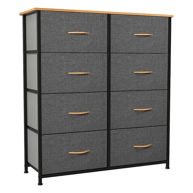 Commode Yitahome 8 tiroirs en tissu pour chambre adulte - cadre stable en métal - meuble de rangement industriel pour chambre salon armoire couloir - gris foncé