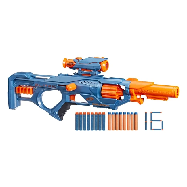Nerf Elite 20 Blaster Eaglepoint RD8 - Tamburo da 8 Dardi, Mirino e Canna Staccabili - Azione a Tiretto