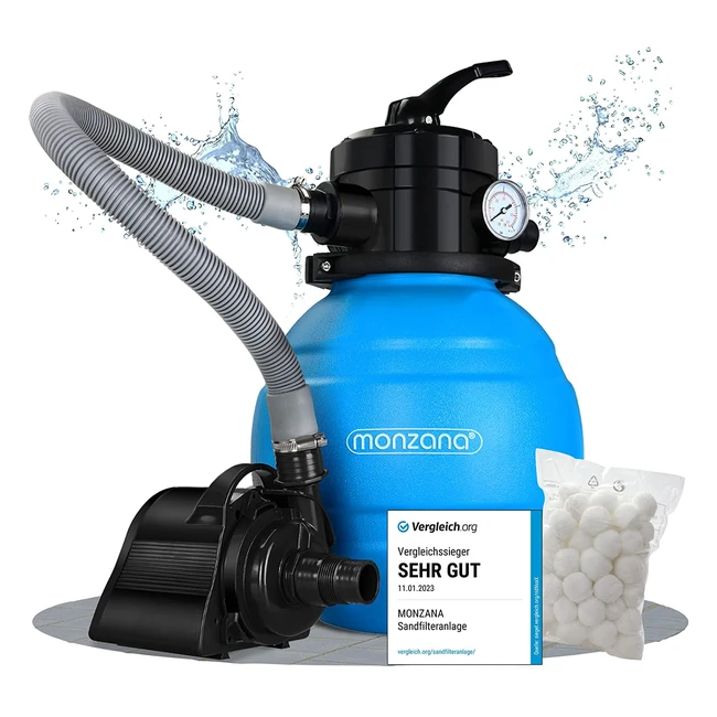 Pompe filtre à sable 4500 lh - Système de filtration 100W IPX5 pour piscine - Boules filtrantes 320g incluses