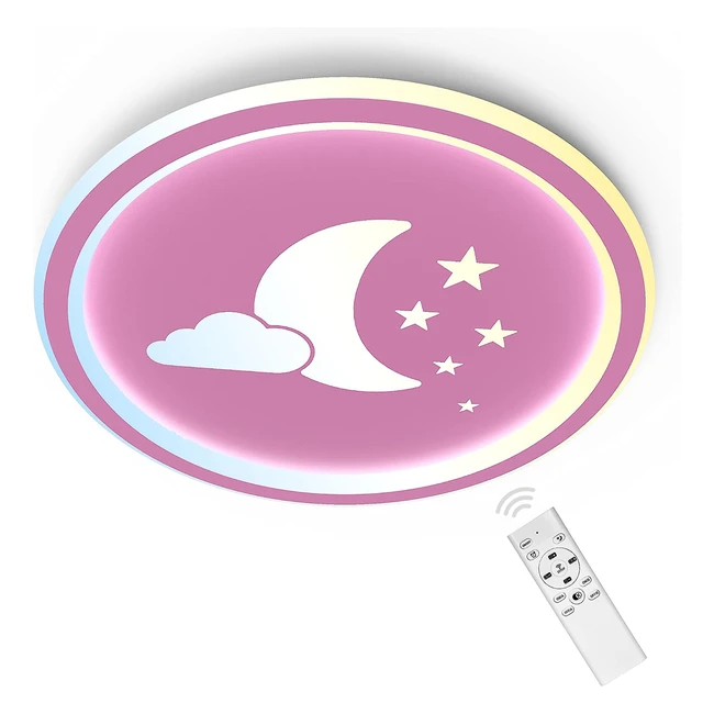 Lámpara de techo LED infantil Moonpie con mando a distancia - Rosa - 45cm x 30cm - Regulable y ajustable 3000K-6500K