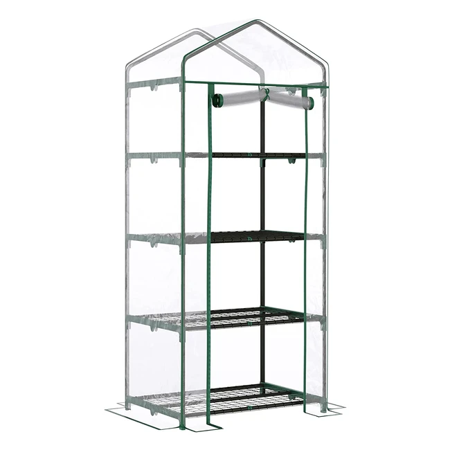 Outsunny Foliengewächshaus 70x50x160cm - Platzsparendes Pflanzenhaus mit 4 Regalfächern