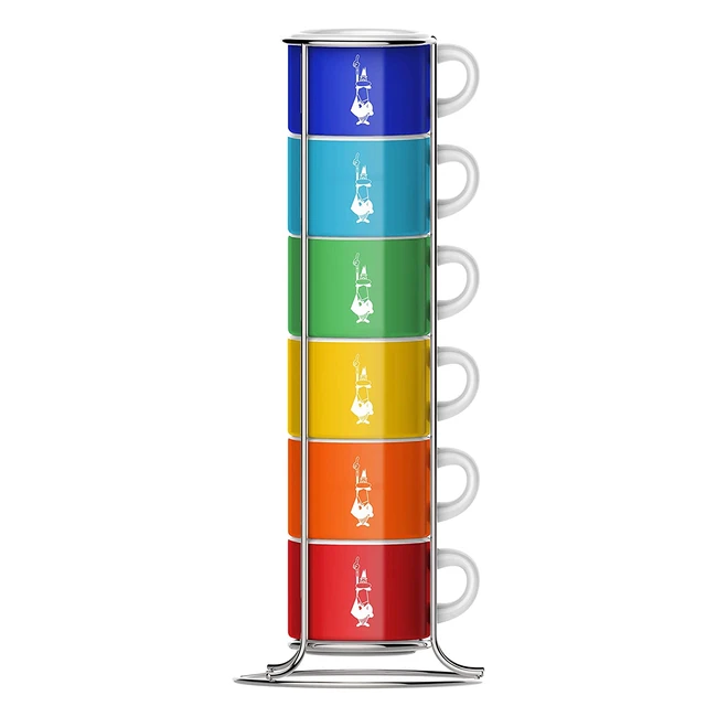 Bialetti - Tasses Empilables en Porcelaine - 6 Tasses - Multicolore