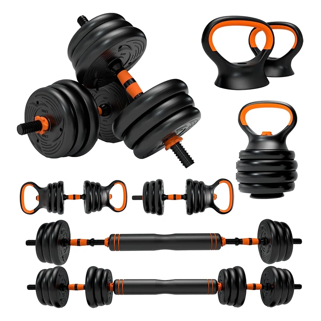 Ensemble d'haltères réglables 10kg/20kg/30kg Arundo - Paire de fitness multifonction en forme d'octogone pour entraînement de gym à domicile