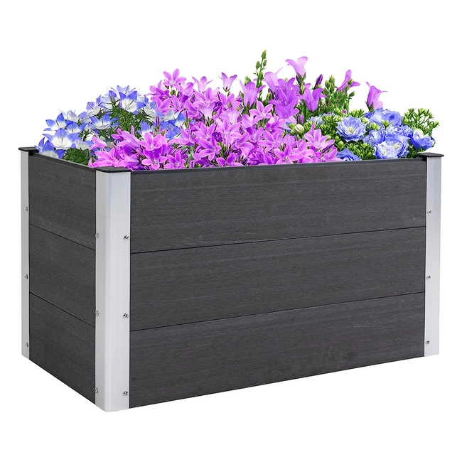 Outsunny Blumenkasten WPC Aluminium wetterfest 100x50x50cm grau #Pflanzenkasten #Garten #Balkon