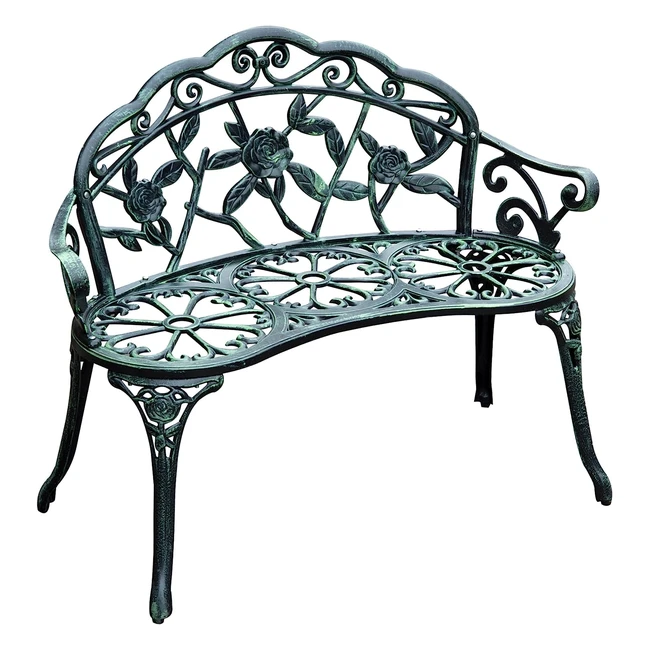 Outsunny Gartenmöbel - 2-Sitzer Bank, Schwarz, Robustes Cast-Aluminium, L100 x W54 x H78 cm