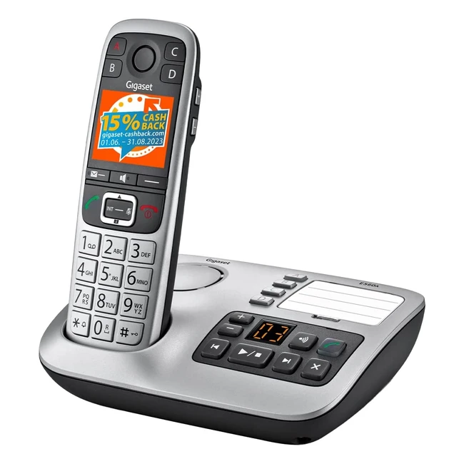 Premium Cordless Home Phone w Answer Machine  4 SOS Keys - SilverBlack