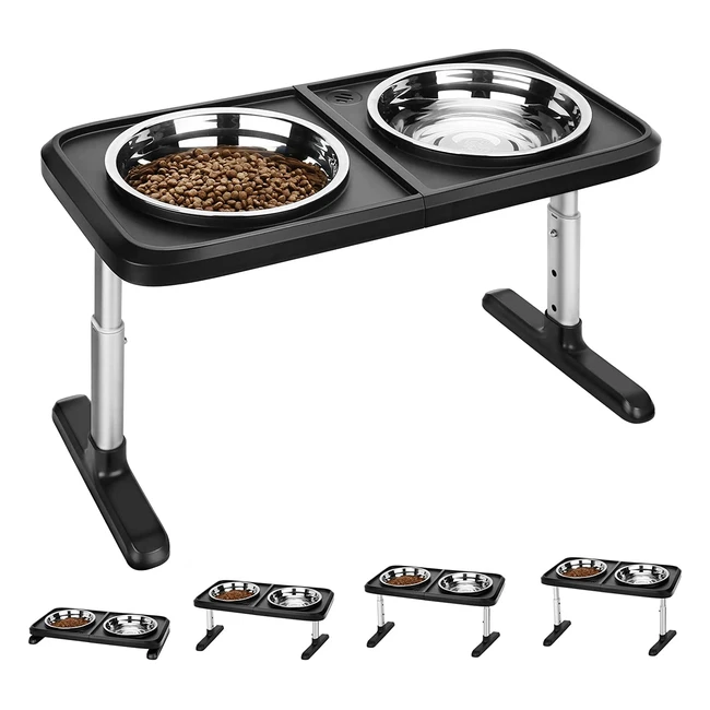 Comedero elevado para perros grande con soporte ajustable y cuencos de acero ino