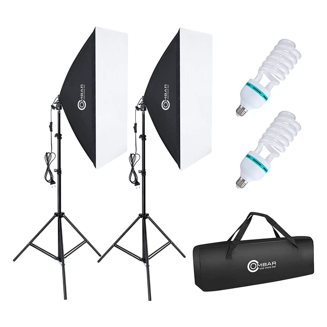 Kit Softbox Ombar 135W avec 2 Softbox 50x70cm et 2 Ampoules E27 5500K - Idéal pour la Photographie et l'Enregistrement Vidéo