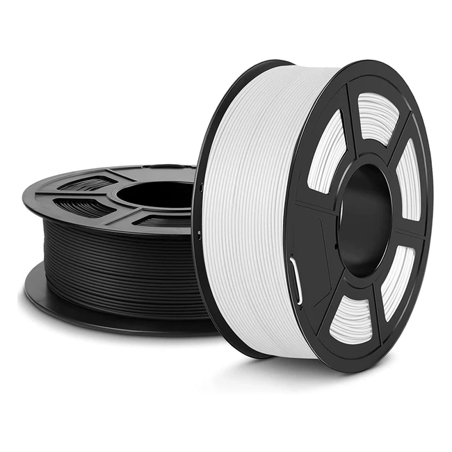 Filamento PLA mate Sunlu 1.75mm - Fácil de usar - 2kg - Blanco/Negro mate