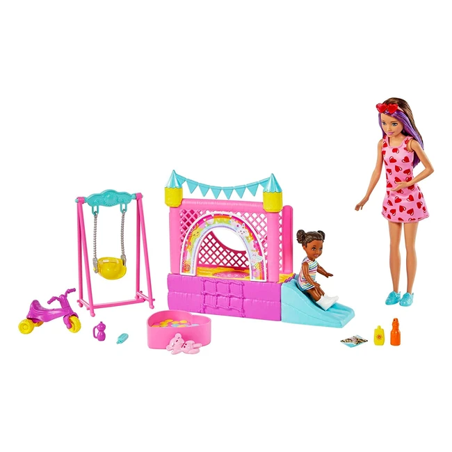 Barbie Skipper Babysitters Inc Bounce House Playset with Dolls and Accessories