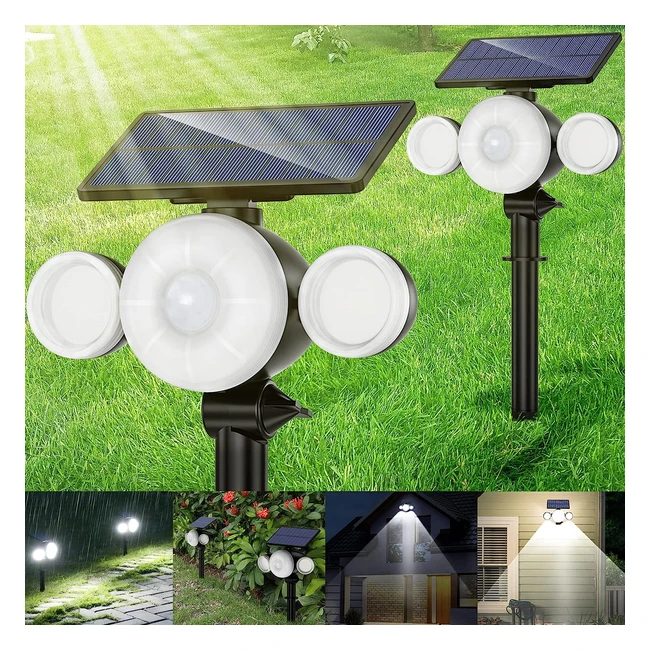 Lampe solaire extérieure ultra-puissante 88 LED avec détecteur de mouvement - Étanche IP65 - Éclairage spot sans fil 360° réglable - Sécurité pour chemin, cour et garage