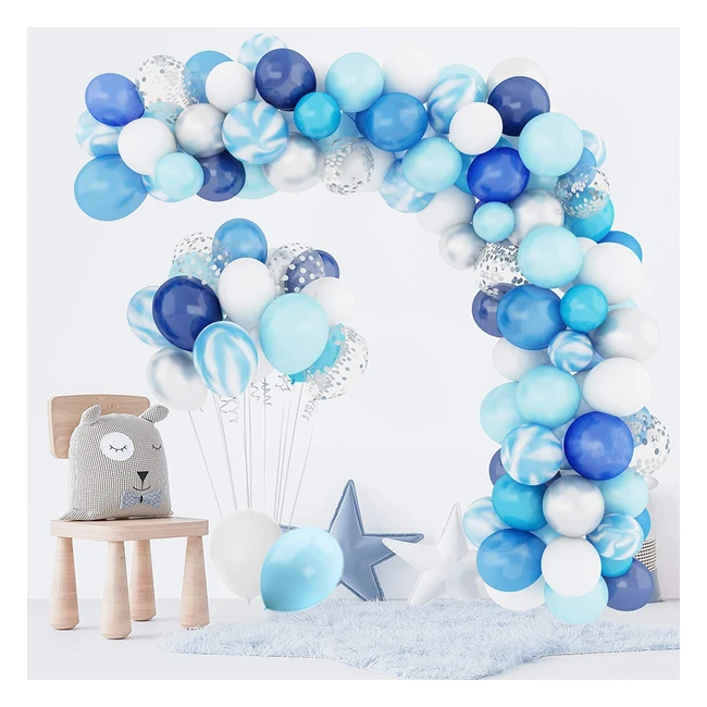 Kit de globos azules para fiestas de baby shower, cumpleaños y bodas - 134 piezas