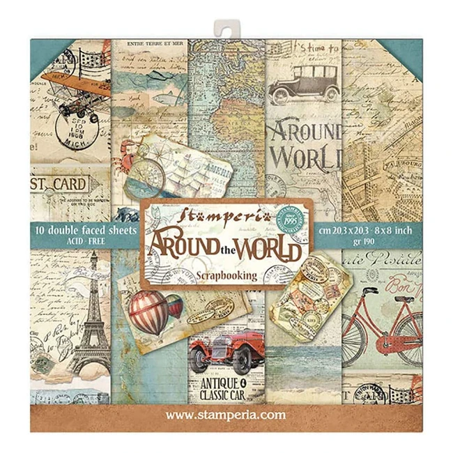 Stamperia International KFT Around the World Paper Pad - 10 Double-Sided Sheets - Multicolored - 203x203mm