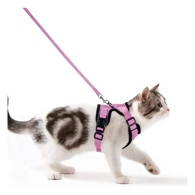 Harnais chat et petit chien réglable, respirant et réfléchissant - Taille S rose