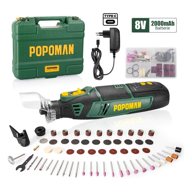 Mini outil rotatif sans fil 8V 20Ah avec chargeur rapide - 58 accessoires pour bricolage