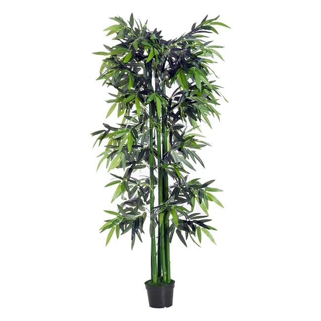 Bambou Artificiel XXL Realiste - Pot Inclus - Noir Vert - 1105 Feuilles Denses - 180cm