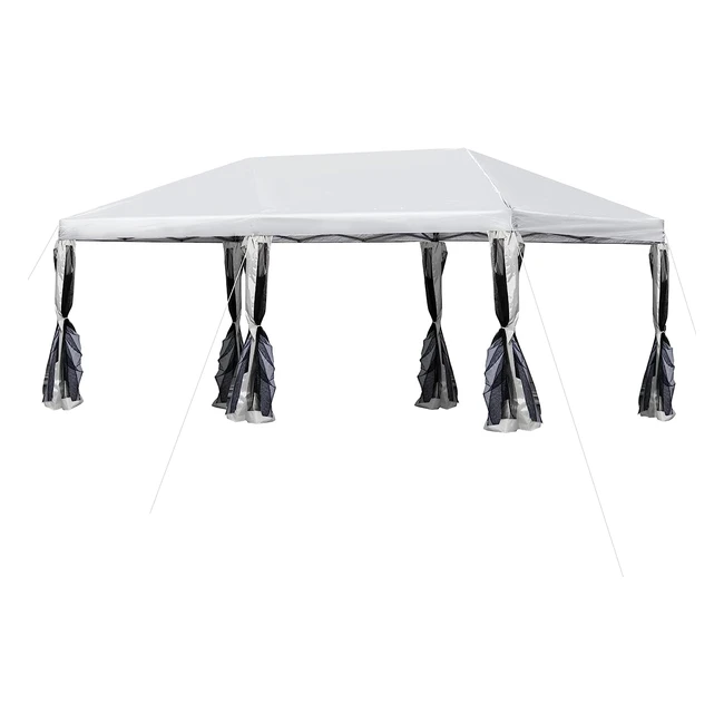 Outsunny Pop-Up Gazebo 3x3m - Stahl, Oxford, Moskitonetz, Tragetasche - Creme
