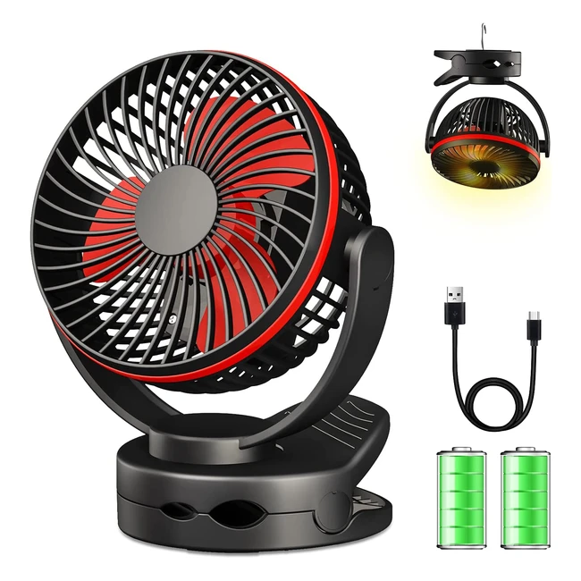 Clip On Fan - Ultra Quiet Portable Desk Fan with Night Light & 4 Speeds