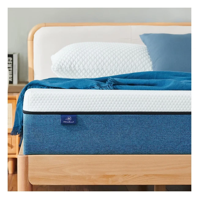 Molblly Memory Foam Single Mattress - Medium Firm, Back Pain Relief, Soft Knitting Fabric - 90x190x15cm